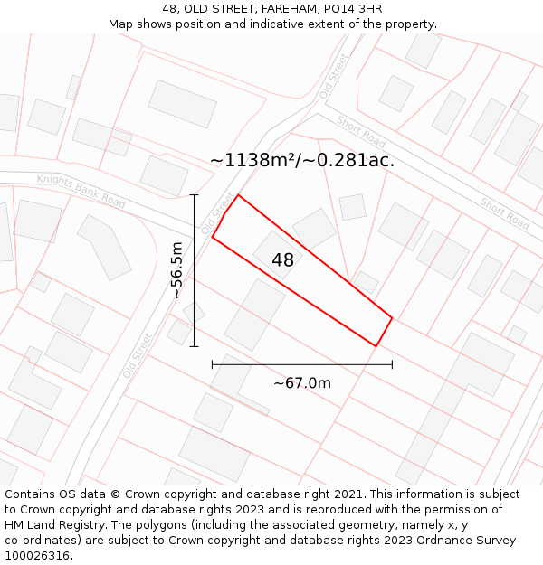 48, OLD STREET, FAREHAM, PO14 3HR: Plot and title map