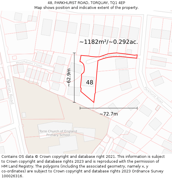 48, PARKHURST ROAD, TORQUAY, TQ1 4EP: Plot and title map