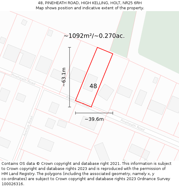 48, PINEHEATH ROAD, HIGH KELLING, HOLT, NR25 6RH: Plot and title map