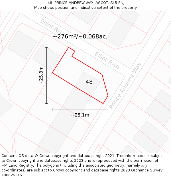 48, PRINCE ANDREW WAY, ASCOT, SL5 8NJ: Plot and title map