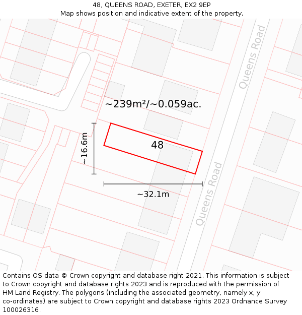 48, QUEENS ROAD, EXETER, EX2 9EP: Plot and title map