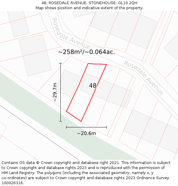 48, ROSEDALE AVENUE, STONEHOUSE, GL10 2QH: Plot and title map