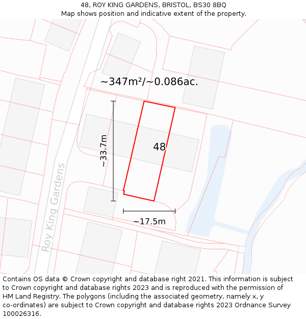 48, ROY KING GARDENS, BRISTOL, BS30 8BQ: Plot and title map