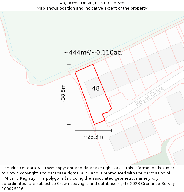 48, ROYAL DRIVE, FLINT, CH6 5YA: Plot and title map