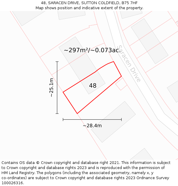 48, SARACEN DRIVE, SUTTON COLDFIELD, B75 7HF: Plot and title map