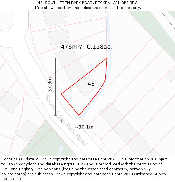 48, SOUTH EDEN PARK ROAD, BECKENHAM, BR3 3BG: Plot and title map