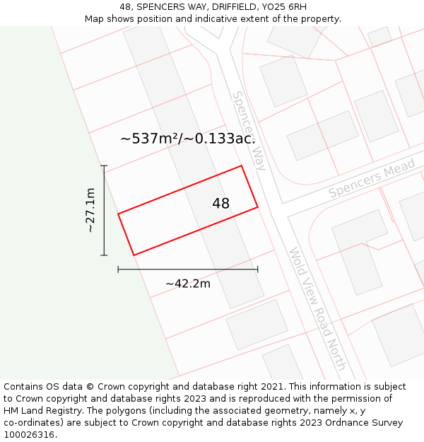 48, SPENCERS WAY, DRIFFIELD, YO25 6RH: Plot and title map