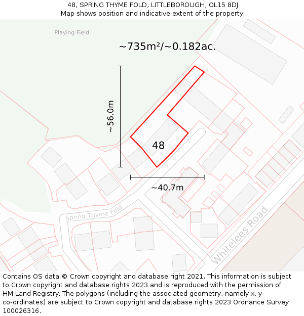 48, SPRING THYME FOLD, LITTLEBOROUGH, OL15 8DJ: Plot and title map