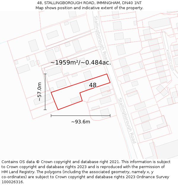 48, STALLINGBOROUGH ROAD, IMMINGHAM, DN40 1NT: Plot and title map