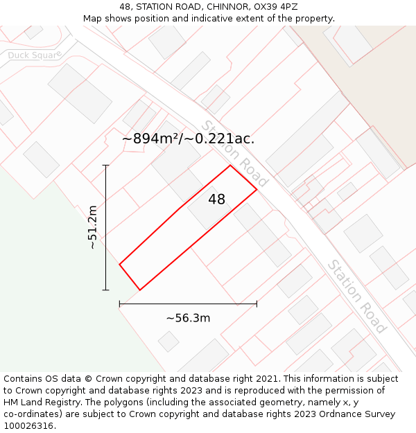 48, STATION ROAD, CHINNOR, OX39 4PZ: Plot and title map