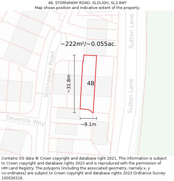 48, STORNAWAY ROAD, SLOUGH, SL3 8WY: Plot and title map