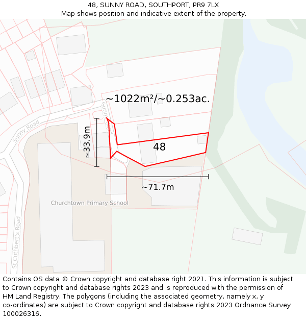 48, SUNNY ROAD, SOUTHPORT, PR9 7LX: Plot and title map