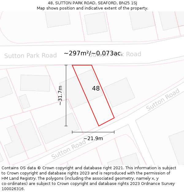 48, SUTTON PARK ROAD, SEAFORD, BN25 1SJ: Plot and title map
