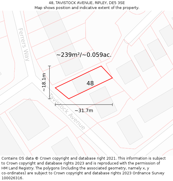 48, TAVISTOCK AVENUE, RIPLEY, DE5 3SE: Plot and title map