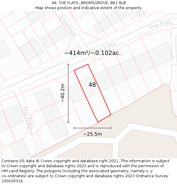 48, THE FLATS, BROMSGROVE, B61 8LB: Plot and title map