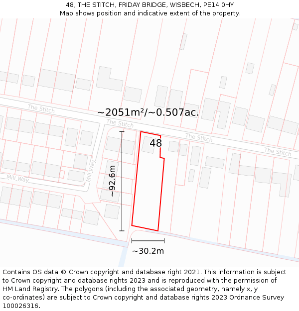 48, THE STITCH, FRIDAY BRIDGE, WISBECH, PE14 0HY: Plot and title map