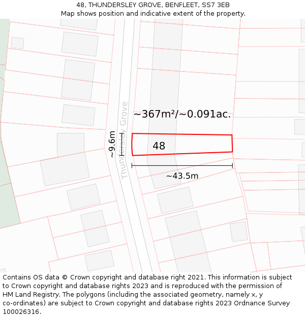 48, THUNDERSLEY GROVE, BENFLEET, SS7 3EB: Plot and title map