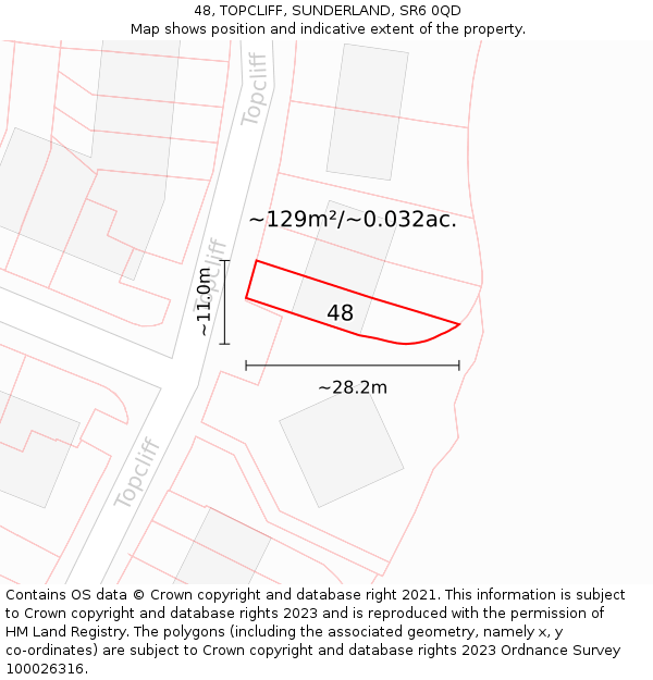 48, TOPCLIFF, SUNDERLAND, SR6 0QD: Plot and title map