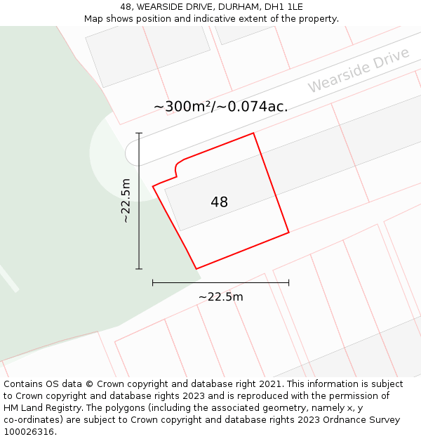 48, WEARSIDE DRIVE, DURHAM, DH1 1LE: Plot and title map