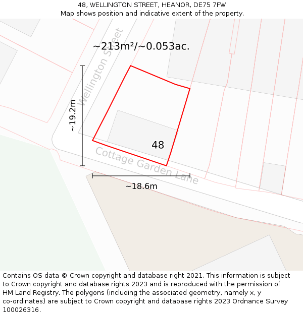 48, WELLINGTON STREET, HEANOR, DE75 7FW: Plot and title map
