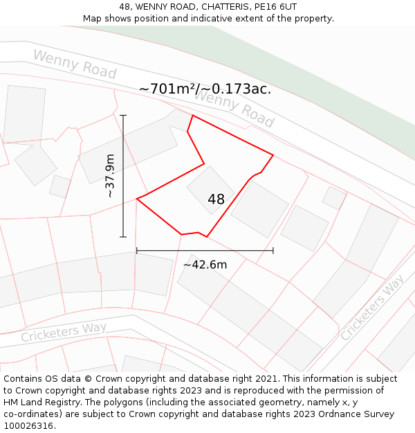48, WENNY ROAD, CHATTERIS, PE16 6UT: Plot and title map