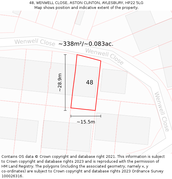 48, WENWELL CLOSE, ASTON CLINTON, AYLESBURY, HP22 5LG: Plot and title map