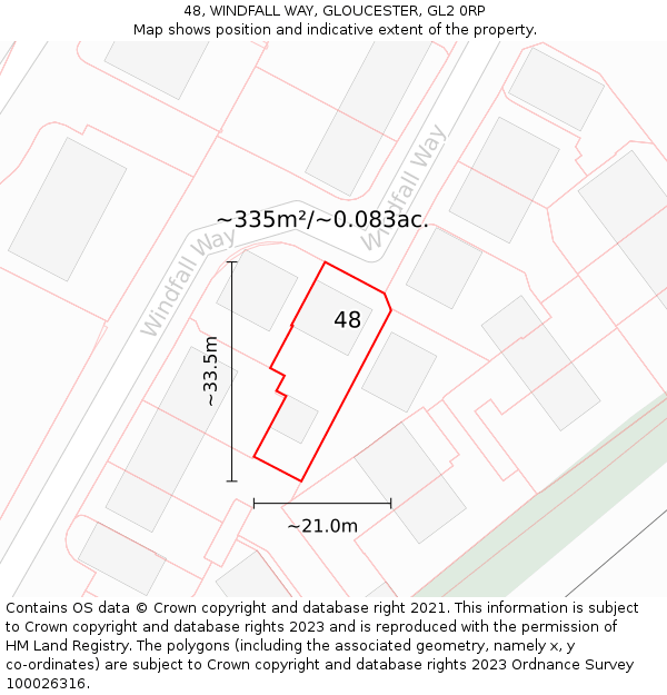 48, WINDFALL WAY, GLOUCESTER, GL2 0RP: Plot and title map