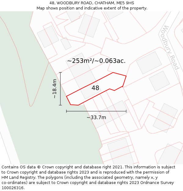 48, WOODBURY ROAD, CHATHAM, ME5 9HS: Plot and title map