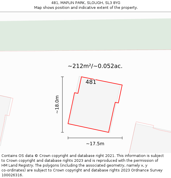 481, MAPLIN PARK, SLOUGH, SL3 8YG: Plot and title map