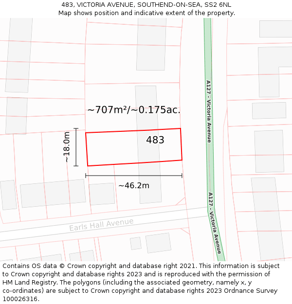 483, VICTORIA AVENUE, SOUTHEND-ON-SEA, SS2 6NL: Plot and title map