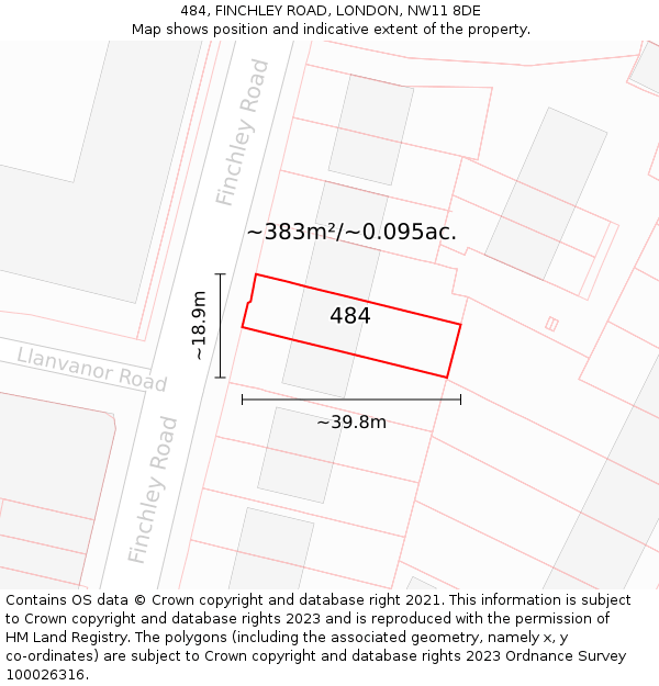 484, FINCHLEY ROAD, LONDON, NW11 8DE: Plot and title map