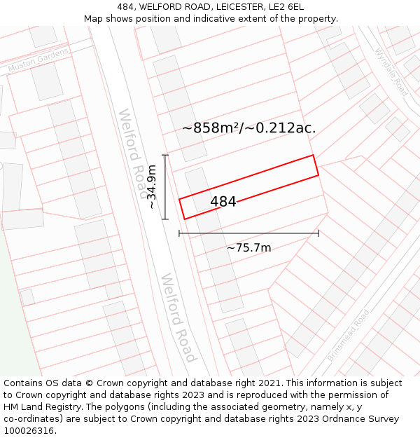 484, WELFORD ROAD, LEICESTER, LE2 6EL: Plot and title map