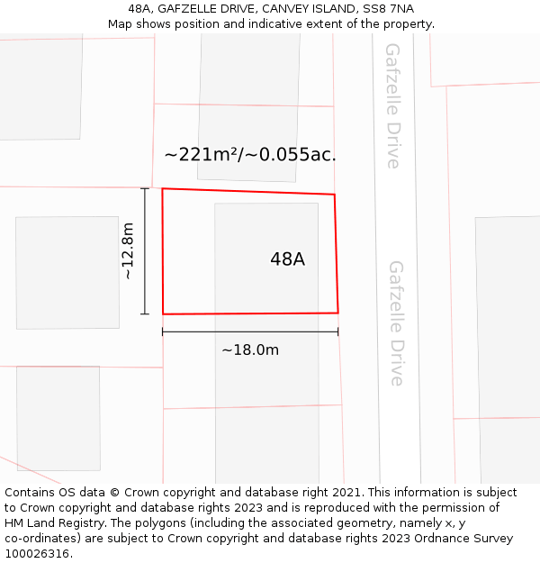 48A, GAFZELLE DRIVE, CANVEY ISLAND, SS8 7NA: Plot and title map