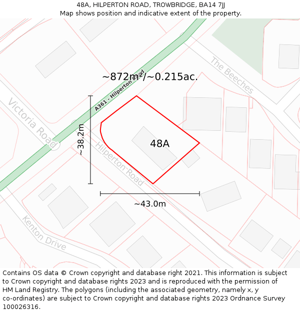 48A, HILPERTON ROAD, TROWBRIDGE, BA14 7JJ: Plot and title map