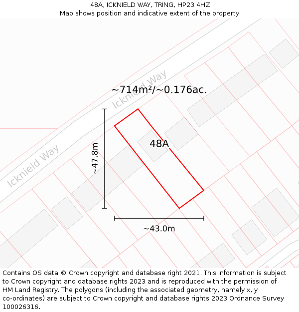 48A, ICKNIELD WAY, TRING, HP23 4HZ: Plot and title map