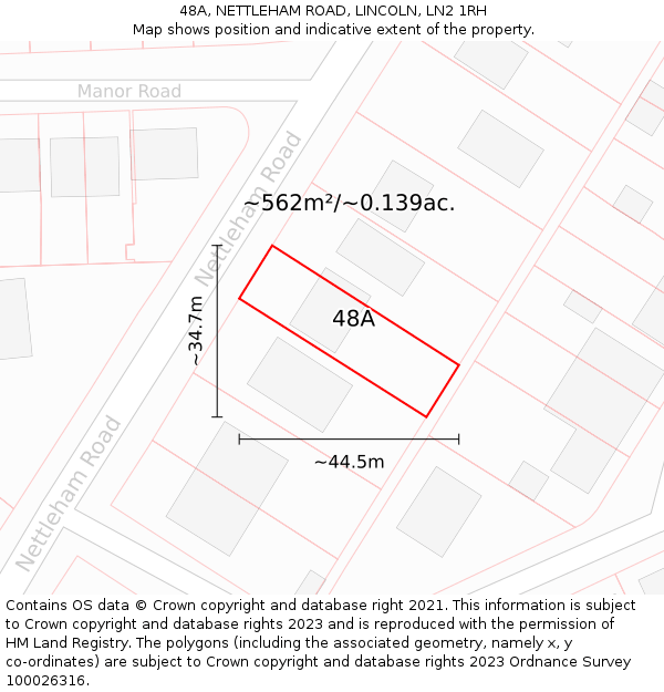 48A, NETTLEHAM ROAD, LINCOLN, LN2 1RH: Plot and title map