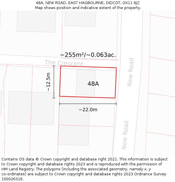 48A, NEW ROAD, EAST HAGBOURNE, DIDCOT, OX11 9JZ: Plot and title map