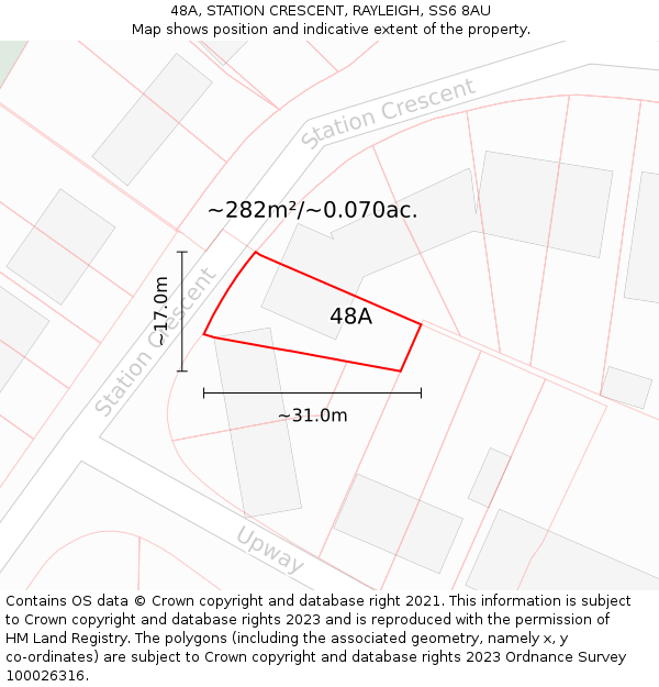 48A, STATION CRESCENT, RAYLEIGH, SS6 8AU: Plot and title map