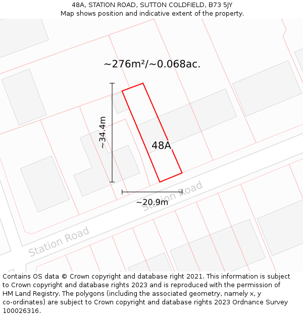 48A, STATION ROAD, SUTTON COLDFIELD, B73 5JY: Plot and title map