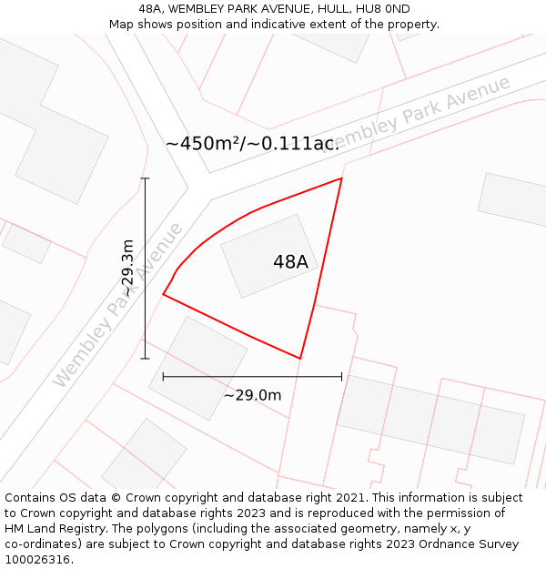 48A, WEMBLEY PARK AVENUE, HULL, HU8 0ND: Plot and title map
