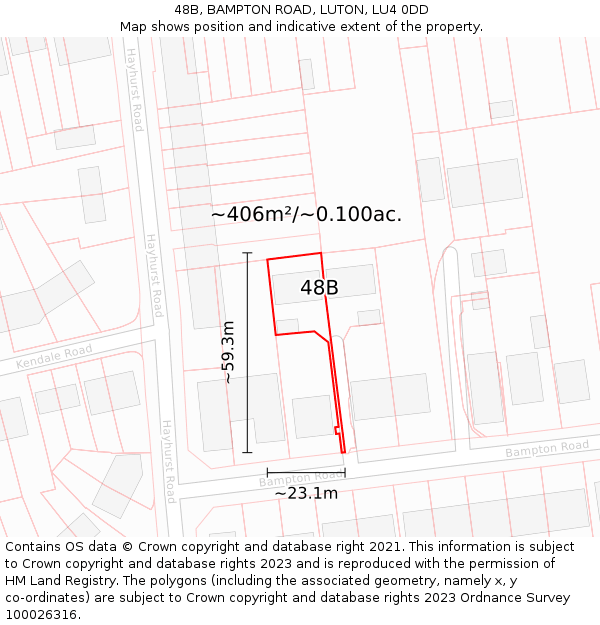 48B, BAMPTON ROAD, LUTON, LU4 0DD: Plot and title map