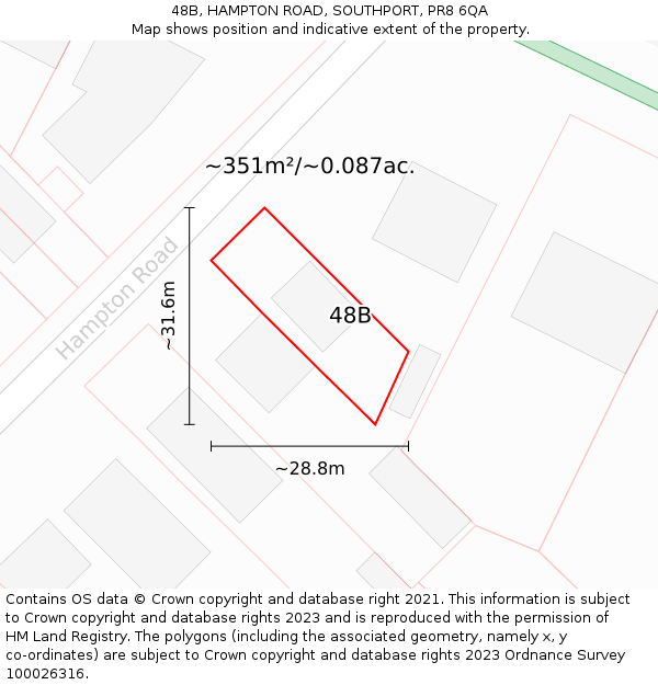 48B, HAMPTON ROAD, SOUTHPORT, PR8 6QA: Plot and title map