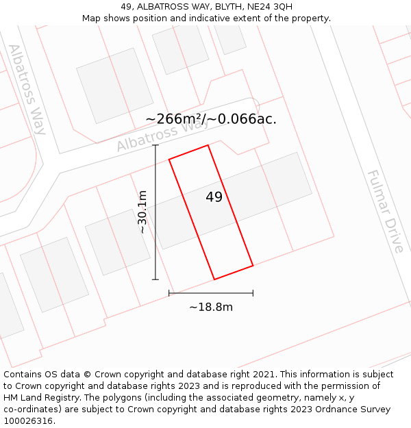 49, ALBATROSS WAY, BLYTH, NE24 3QH: Plot and title map