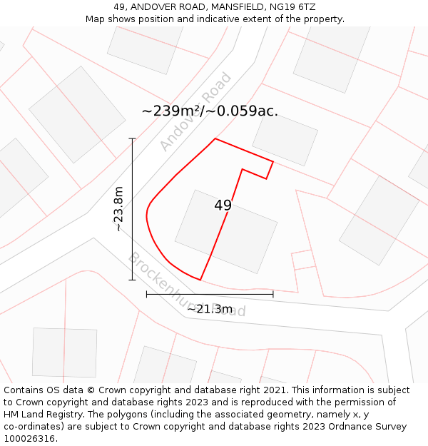 49, ANDOVER ROAD, MANSFIELD, NG19 6TZ: Plot and title map