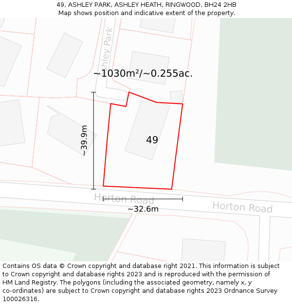 49, ASHLEY PARK, ASHLEY HEATH, RINGWOOD, BH24 2HB: Plot and title map