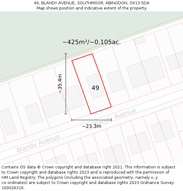 49, BLANDY AVENUE, SOUTHMOOR, ABINGDON, OX13 5DA: Plot and title map