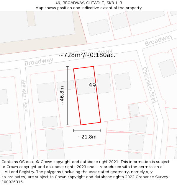 49, BROADWAY, CHEADLE, SK8 1LB: Plot and title map