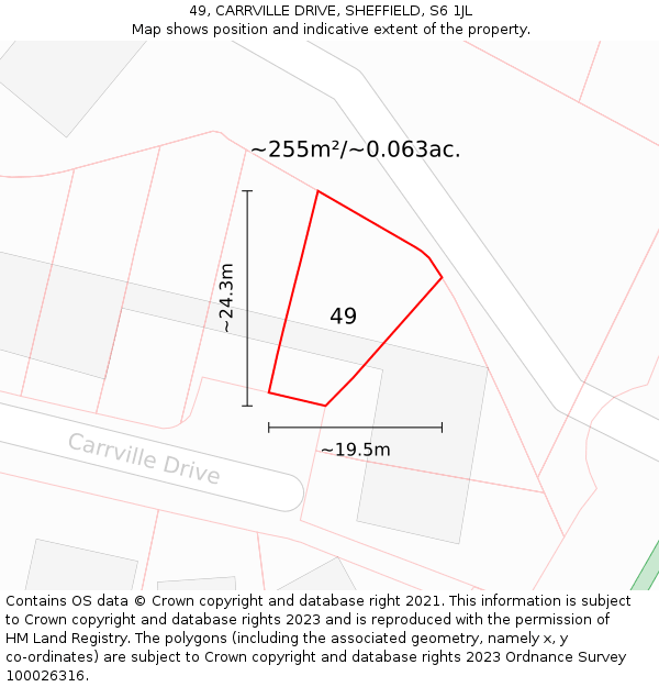 49, CARRVILLE DRIVE, SHEFFIELD, S6 1JL: Plot and title map
