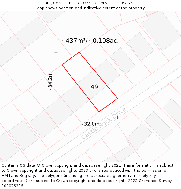 49, CASTLE ROCK DRIVE, COALVILLE, LE67 4SE: Plot and title map