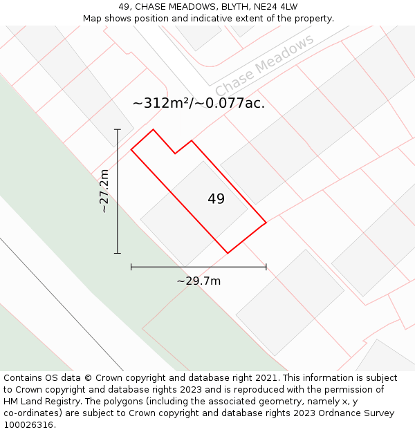 49, CHASE MEADOWS, BLYTH, NE24 4LW: Plot and title map